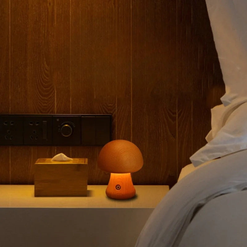 Lumishroom™ Lampu meja kayu