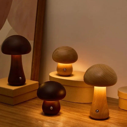 Lumishroom™ Lampu meja kayu