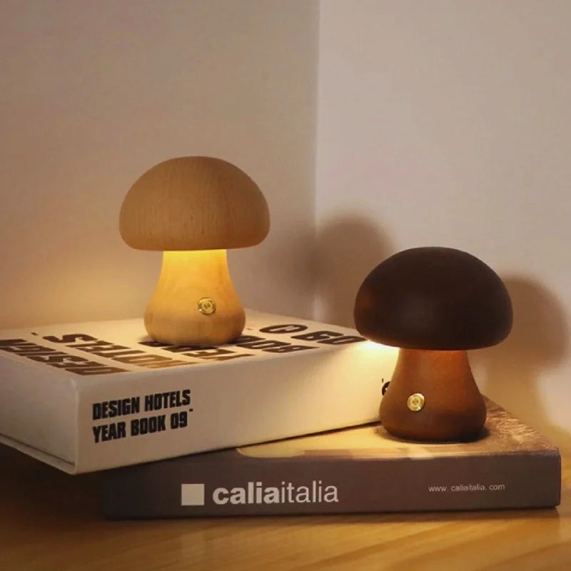 Lumishroom™ Lampu meja kayu