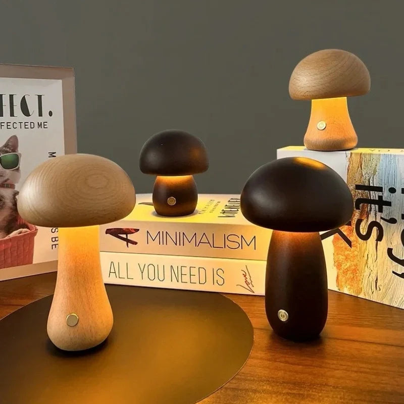 Lumishroom™ Lampu meja kayu