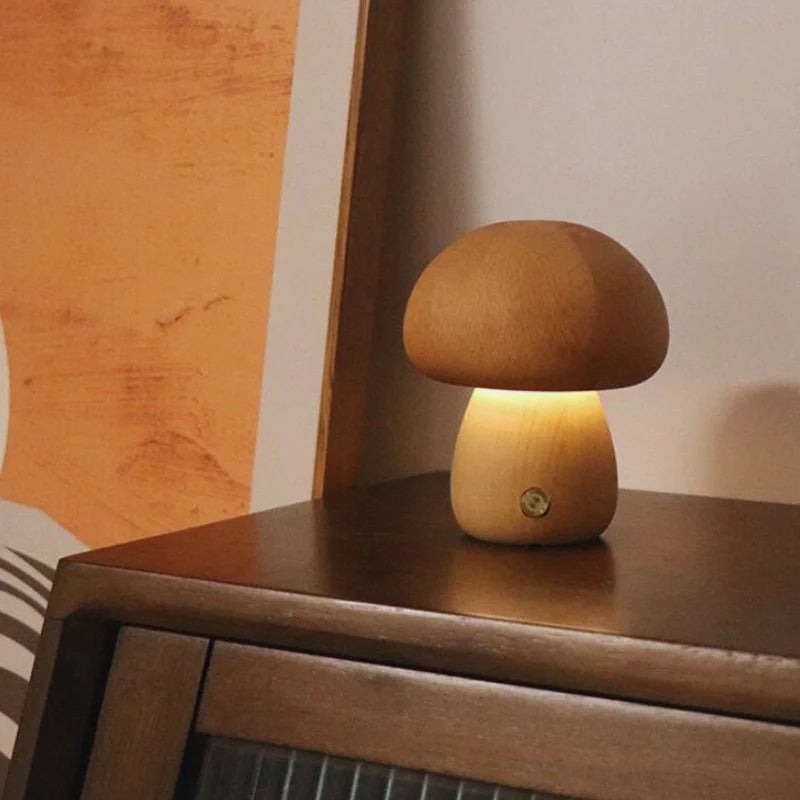 Lumishroom™ Lampu meja kayu