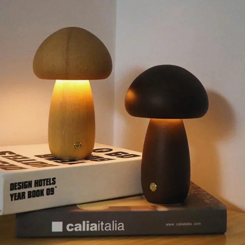 Lumishroom™ Lampu meja kayu