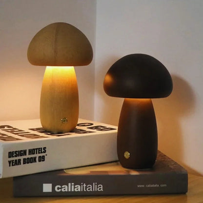 Lumishroom™ Lampu meja kayu