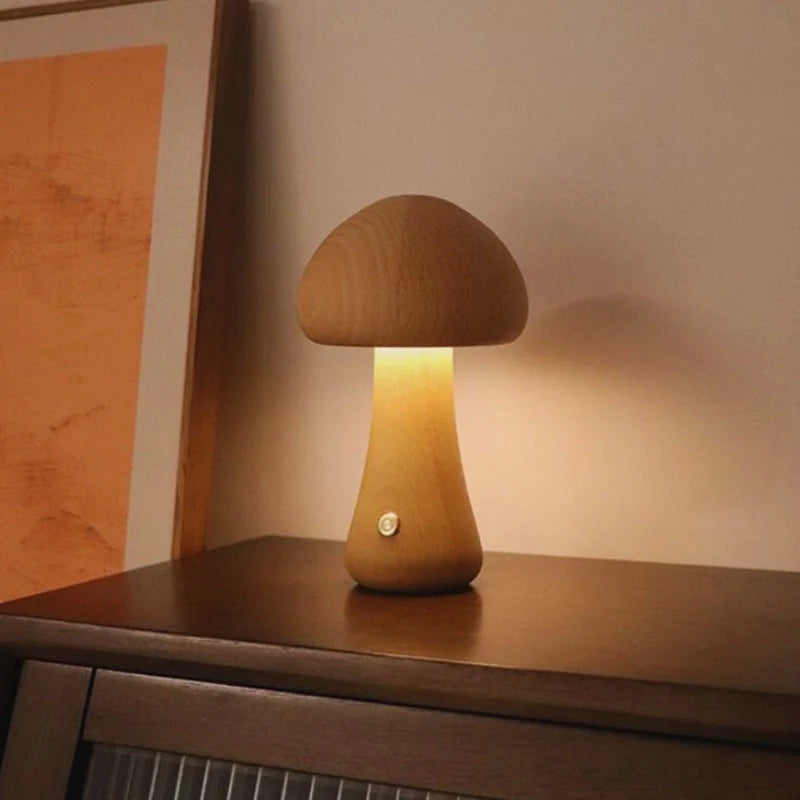 Lumishroom™ Lampu meja kayu