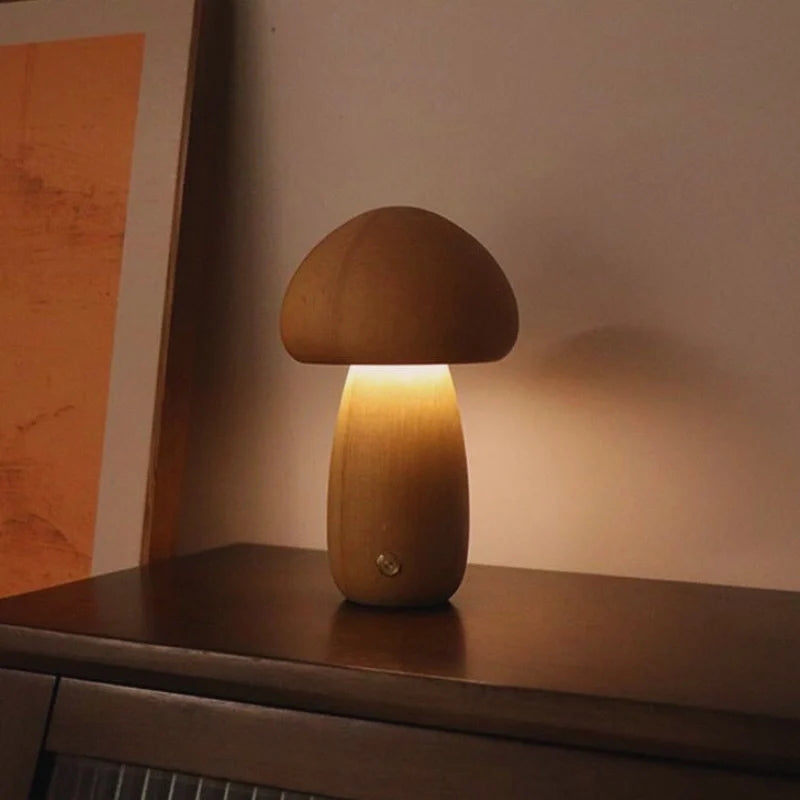 Lumishroom™ Lampu meja kayu