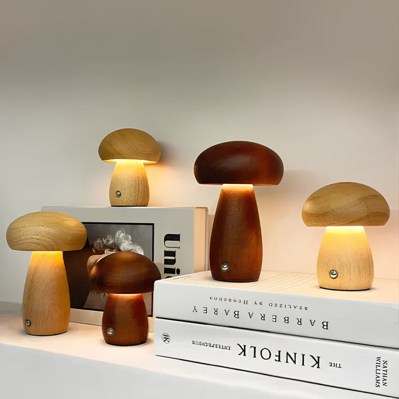 Lumishroom™ Lampu meja kayu