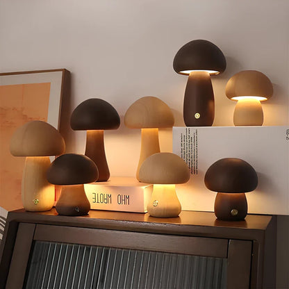 Lumishroom™ Lampu meja kayu