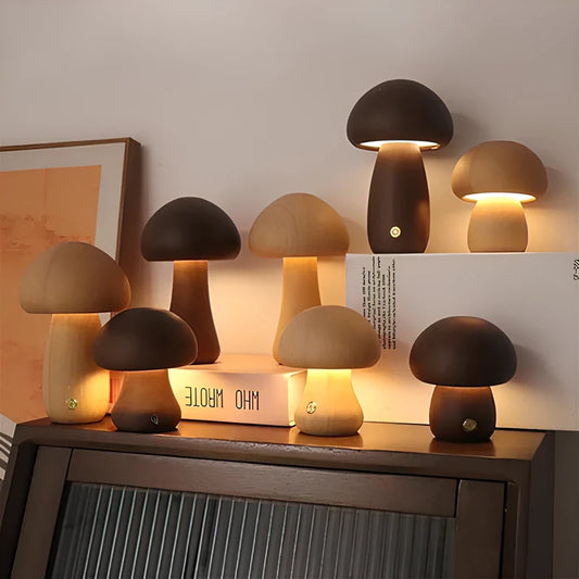 Lumishroom™ Lampu meja kayu